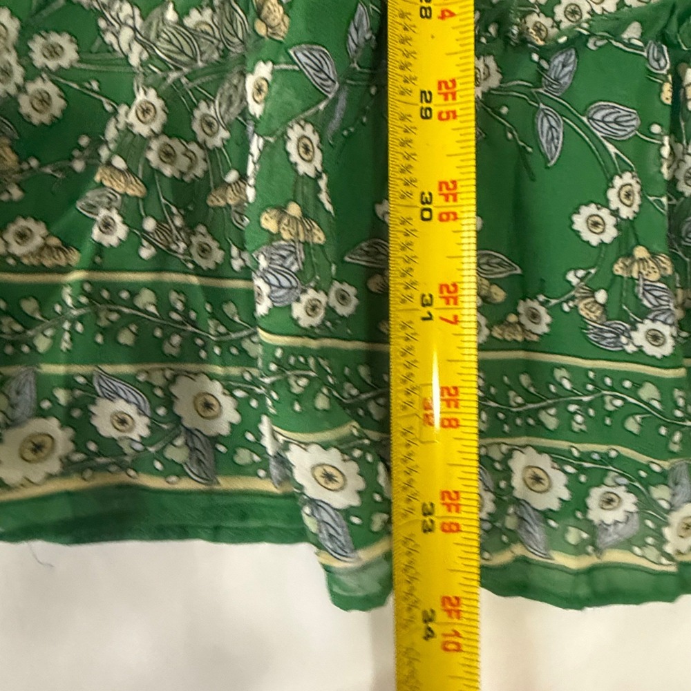 MAX STUDIO Green Floral Print Smocked Waist Long Sleeve Mini Dress Size S - Picture 10 of 12
